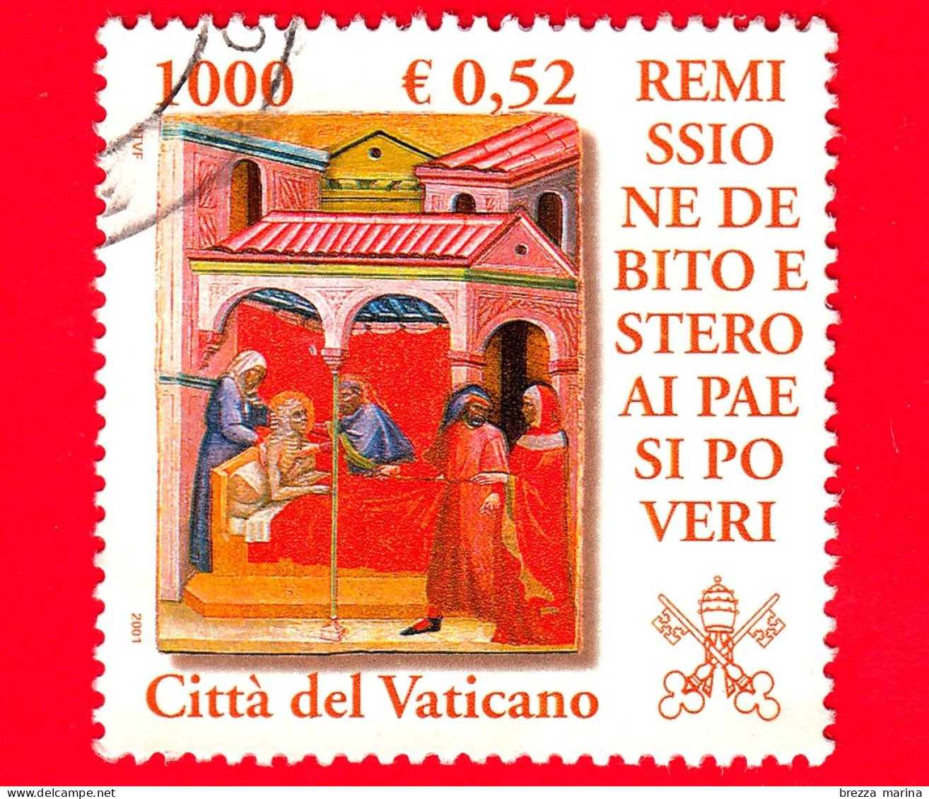 VATICANO - Usato - 2001 - Remissione Del Debito Estero Ai Paesi Poveri - Opere Di Misericordia - 1000 L. - 0,52 - Gebruikt