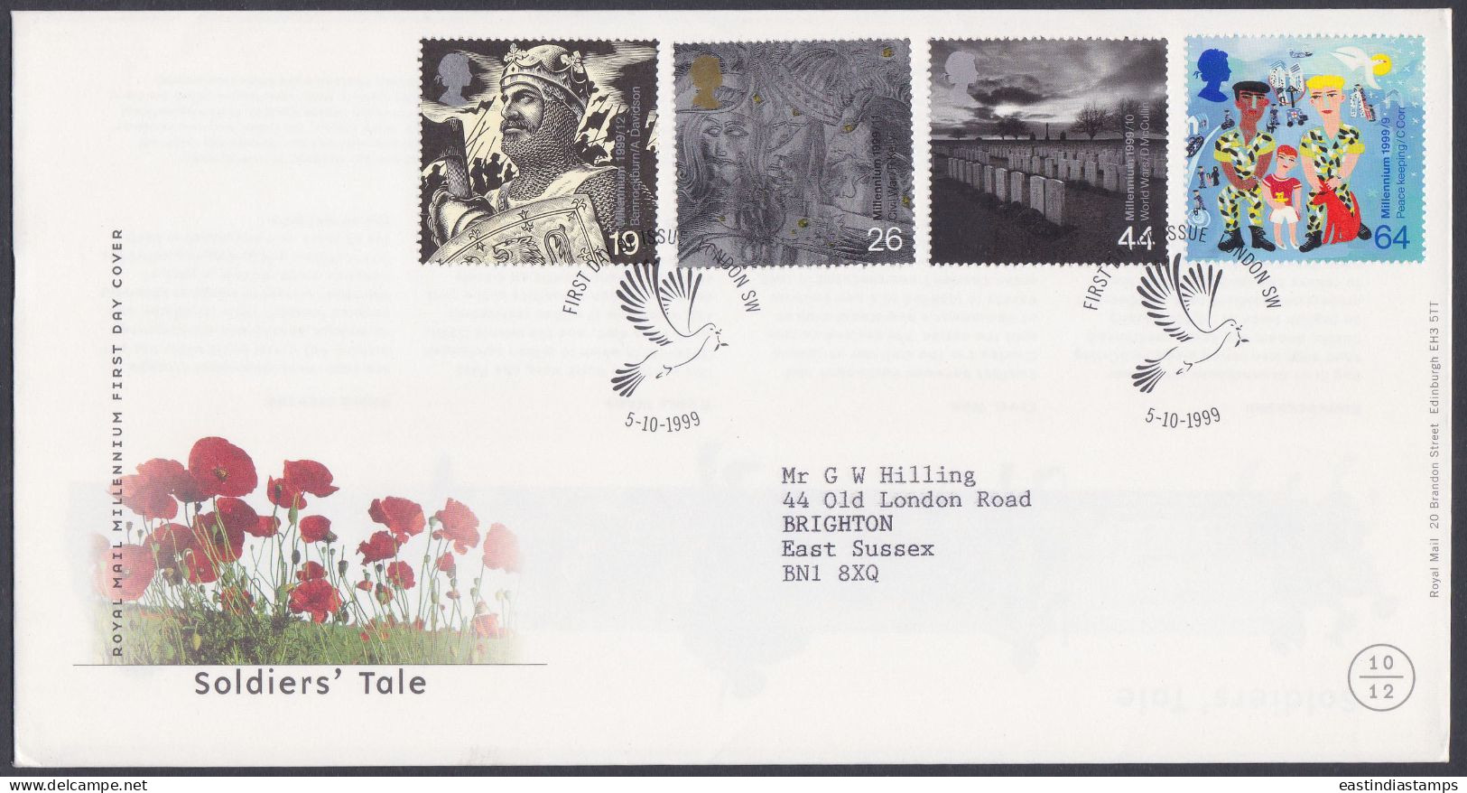 GB Great Britain 1999 FDC Soldiers' Tale, Bird, Dove, Birds, Graveyard, Grave Flower Pictorial Postmark, First Day Cover - Briefe U. Dokumente