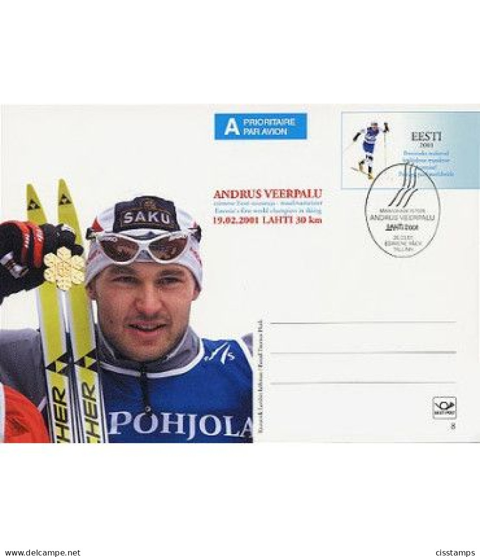 Estonia 2001●A.Veerpalu World Champ. In Skiing●Postal Stationery●Ganzsache N8 - Skisport