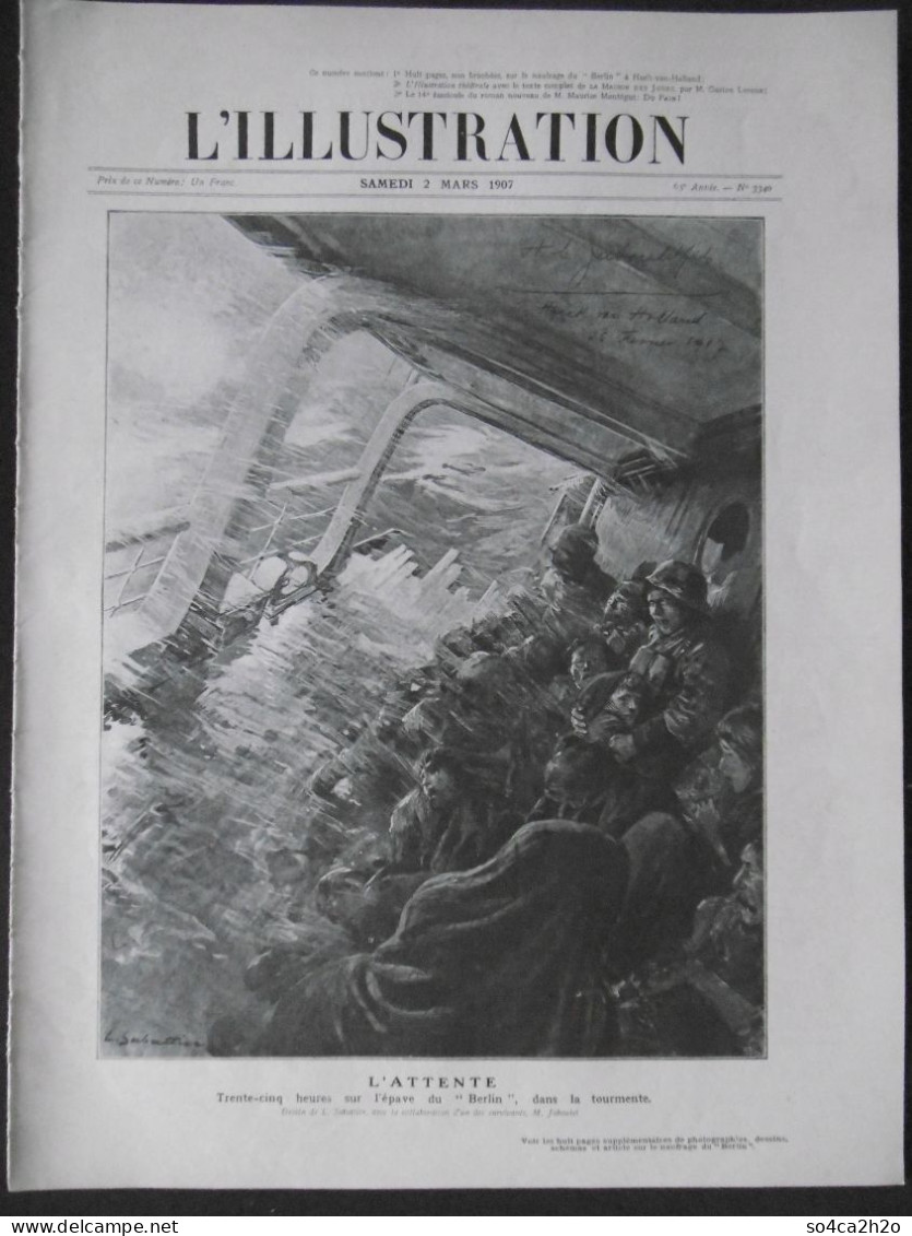 L'ILLUSTRATION N°3340 2/03/1907 Mme Sarah Bernhardt Au Conservatoire, 35 Heures Sur L'épave Du “Berlin” Amundsen à Paris - L'Illustration