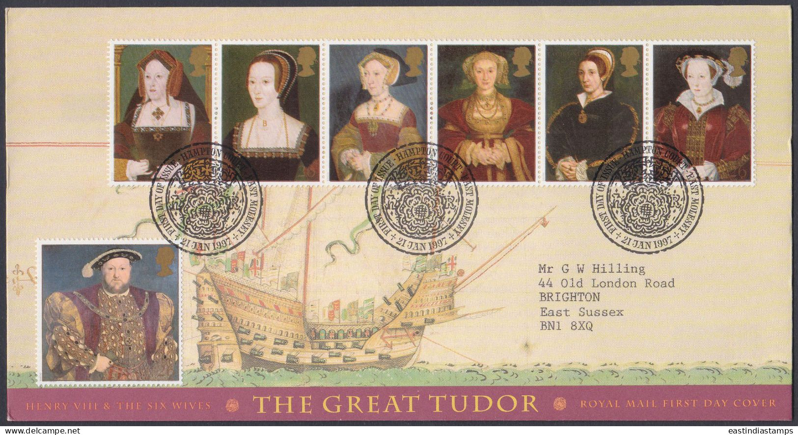 GB Great Britain 1997 FDC The Great Tudor, Royal, Royalty, British, Ship, Ships, Pictorial Postmark, First Day Cover - Storia Postale