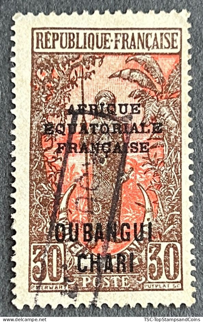 FRAOUB064U - Bakalois Woman - Overprinted AEF - Oubangui-Chari - 30 C Used Stamp - Oubangui-Chari - 1925 - Used Stamps