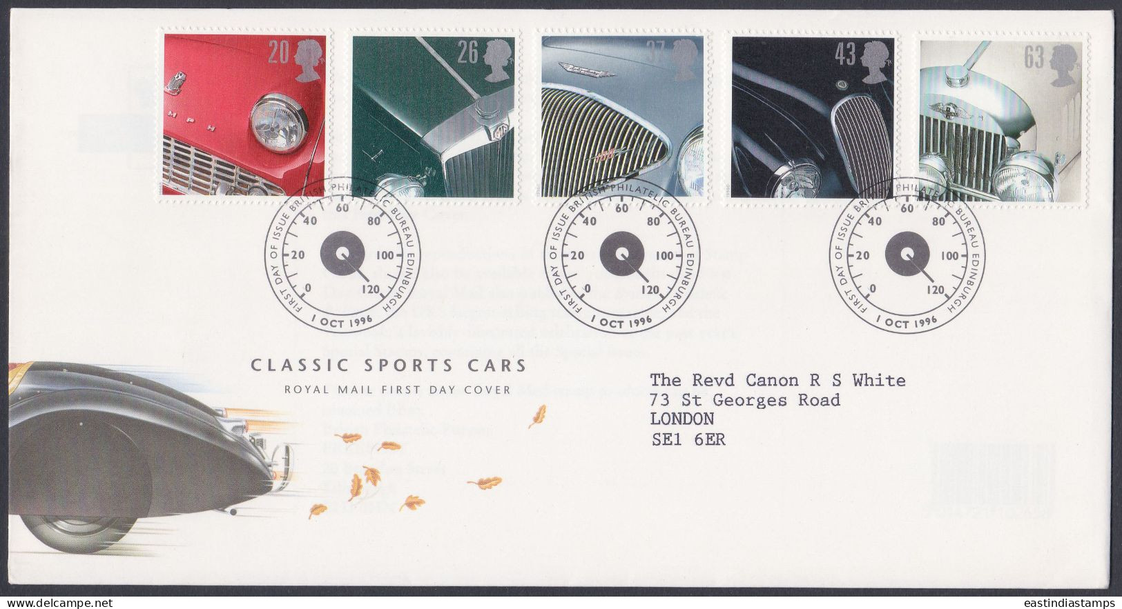 GB Great Britain 1996 FDC Classic Sports Cars, Car, Autombile, Pictorial Postmark, First Day Cover - Storia Postale