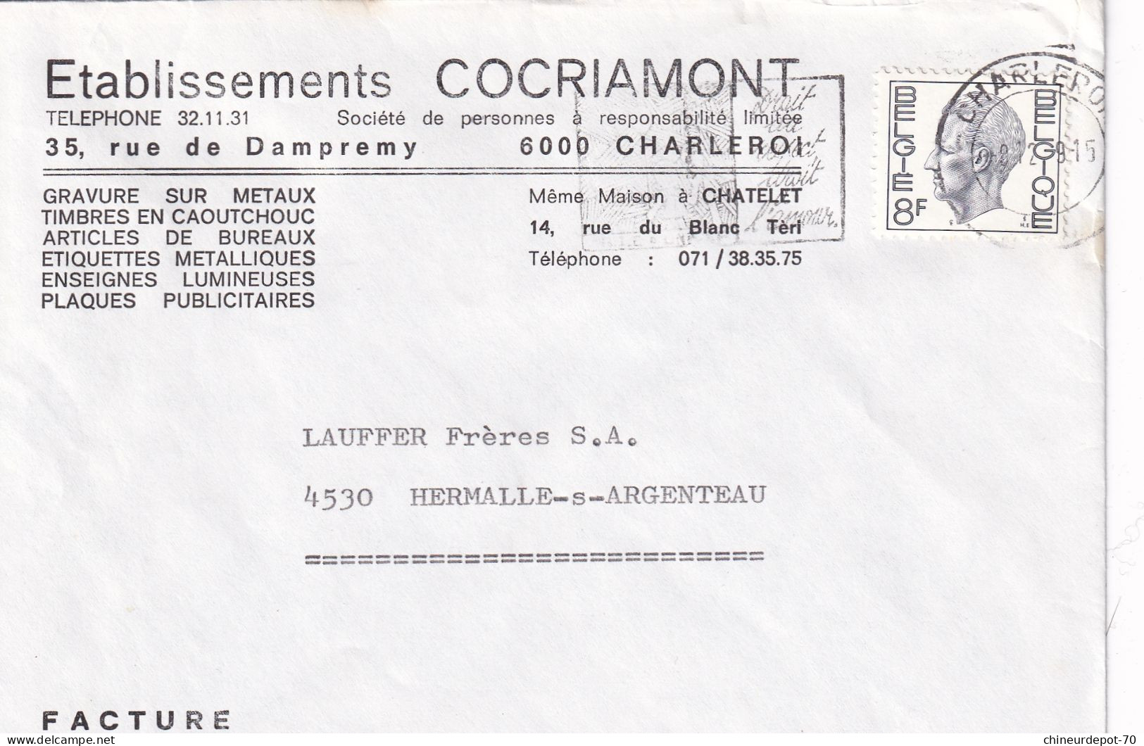 Établissements Cocriamont  Charleroi - Briefe