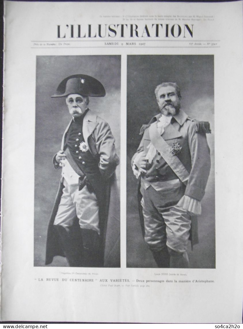 L'ILLUSTRATION N°3341 9/03/1907 L'expérience Fiscale, Le Centenaire Des “ Variétés ” Instantané D'un Navire Qui Sombre - L'Illustration