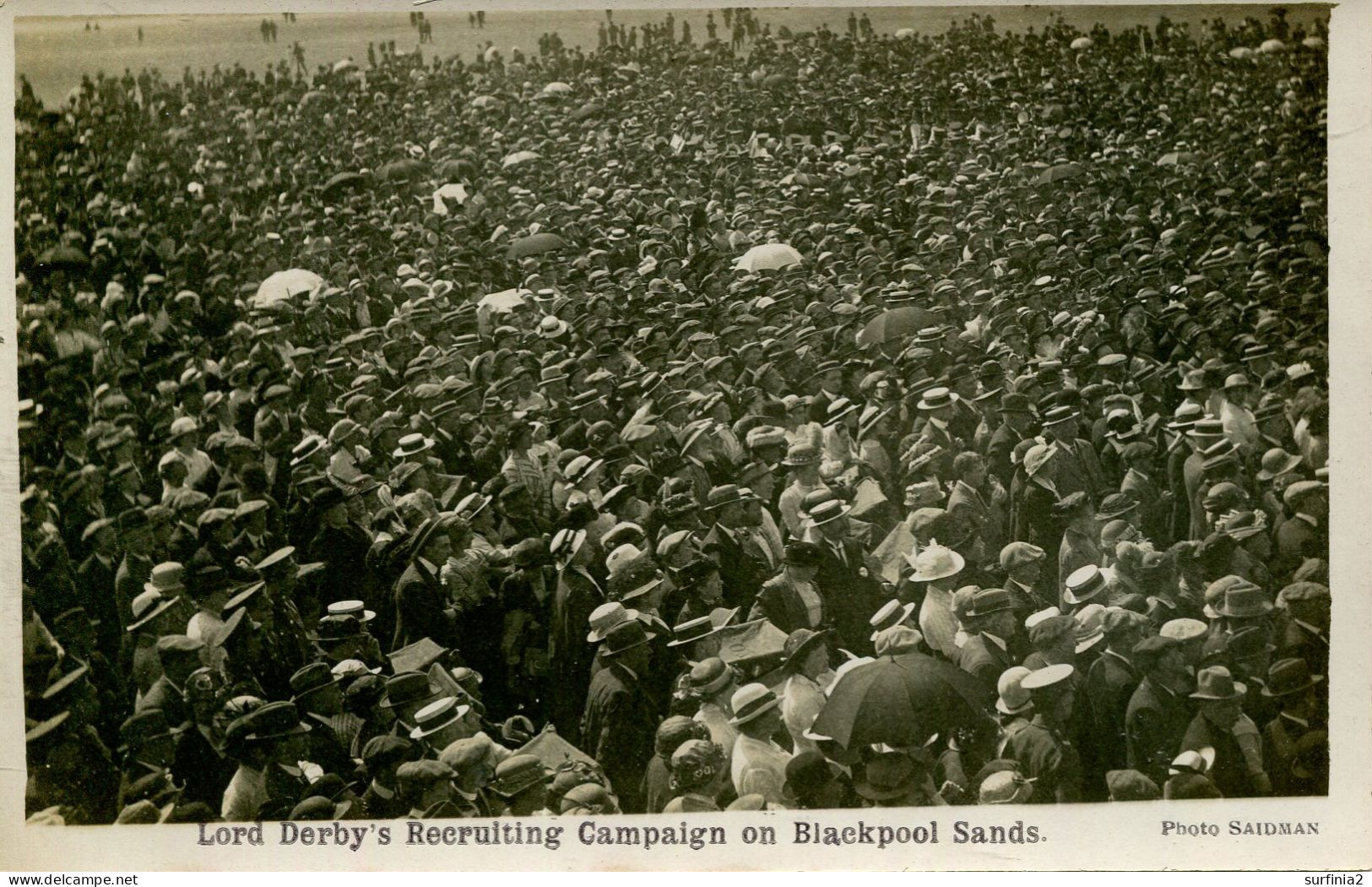 LANCS - BLACKPOOL - LORD DERBY'S RECRUITING CAMPAIGN ON SANDS RP  La4393 - Blackpool