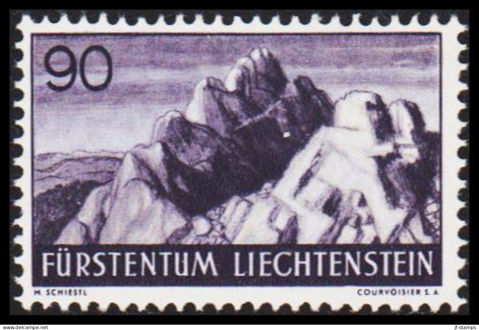 1937-1938. LIECHTENSTEIN. Landscapes And Castles. 90 Rp. Never Hinged. (Michel 166) - JF544576 - Neufs