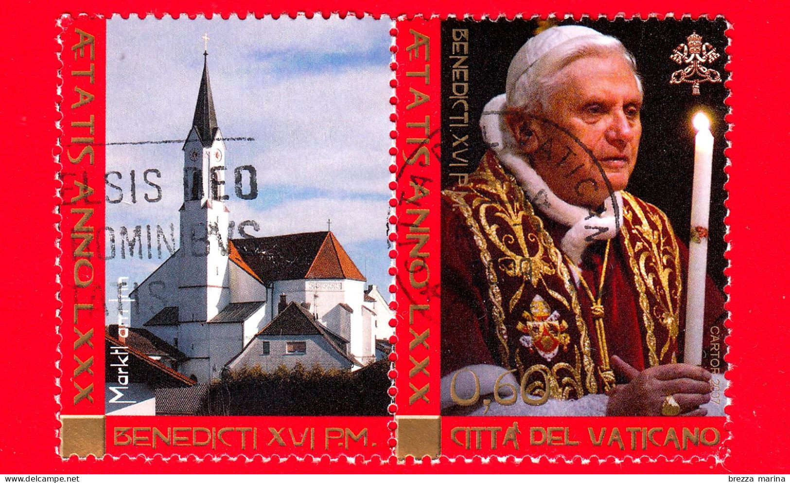 VATICANO - Usato - 2007 - 80º Genetliaco Di Papa Benedetto XVI - Ritratto Di Papa Benedetto XVI - 0,60 € - Used Stamps