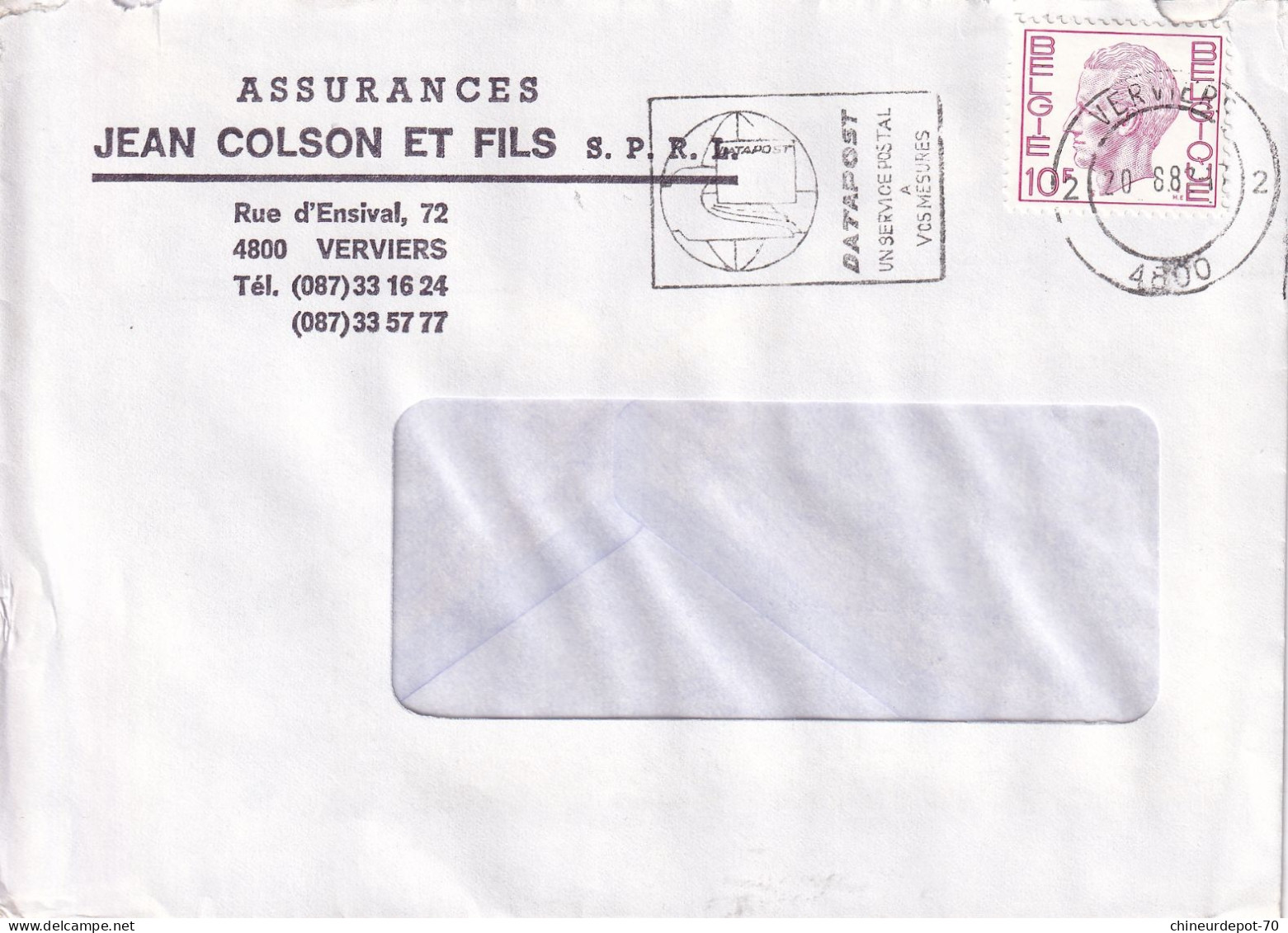 Assurances Jean Colson Et Fils  S.P.R.L  Verviers  Belgique - Briefe