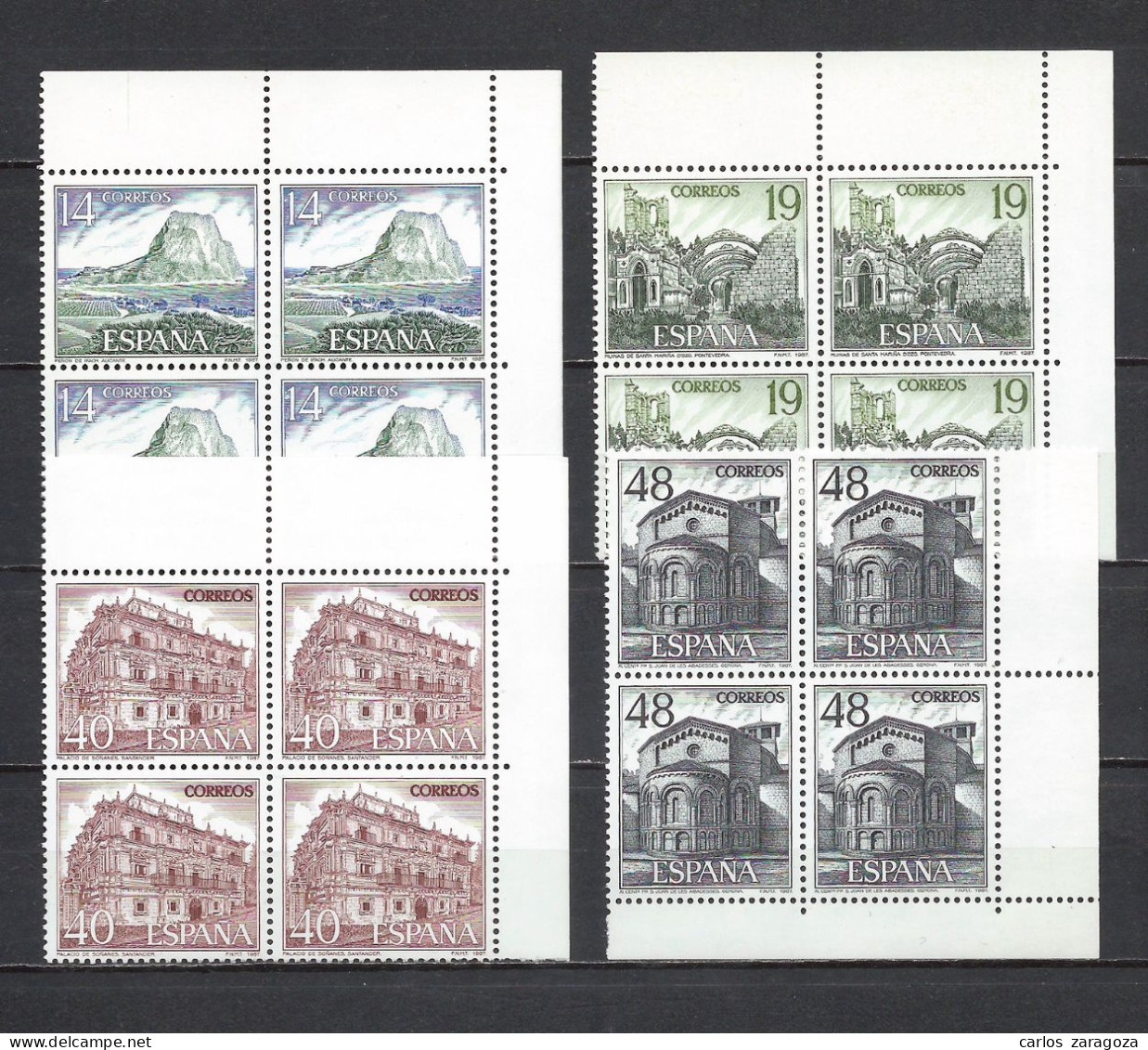 ESPAÑA 1987—Turismo ** 2900/03, YT 2514/15,2521/22, Mi 2779/80,2786/87. Serie Completa En Bloque - Neufs