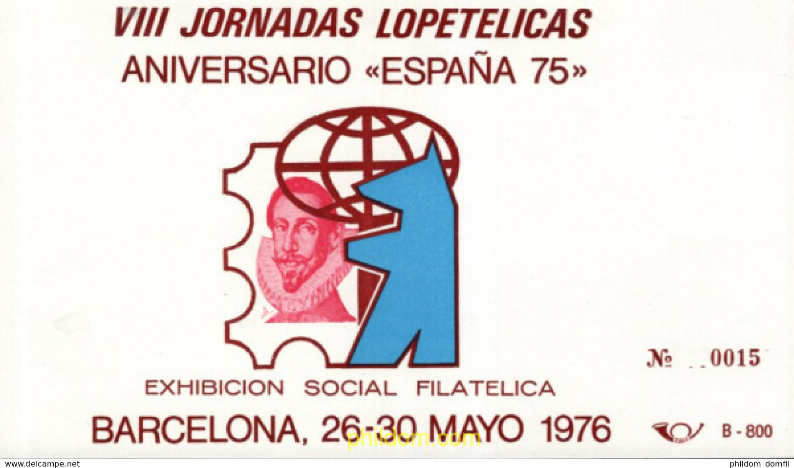 715790 MNH ESPAÑA Hojas Recuerdo 1976 VIII JORNADAS LOPETELICAS - Neufs