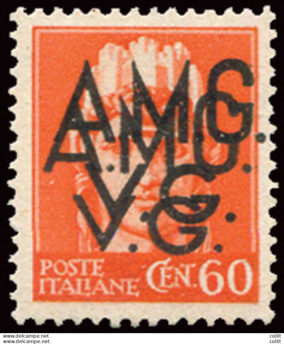 AMG. VG. - Cent. 60  Varietà Doppia Soprastampa - Mint/hinged