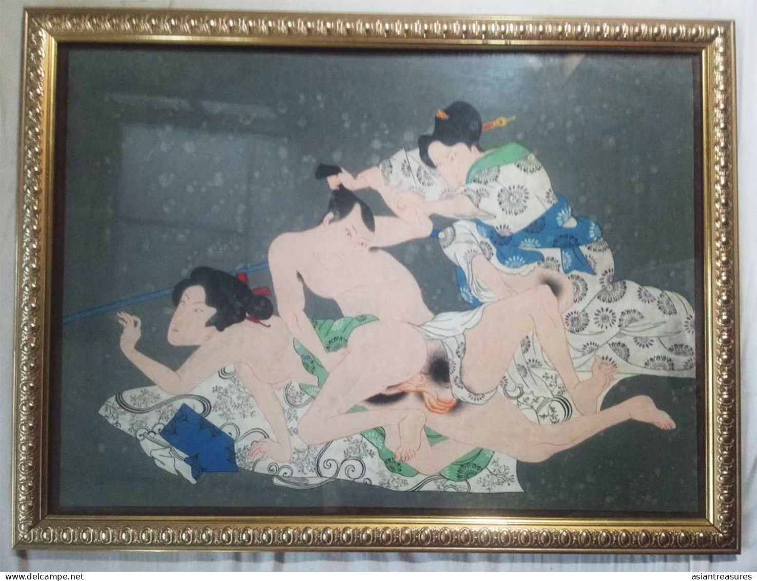 Japanese Shunga Explicit Erotic Art Picture 80 Years+ Old - Art Asiatique