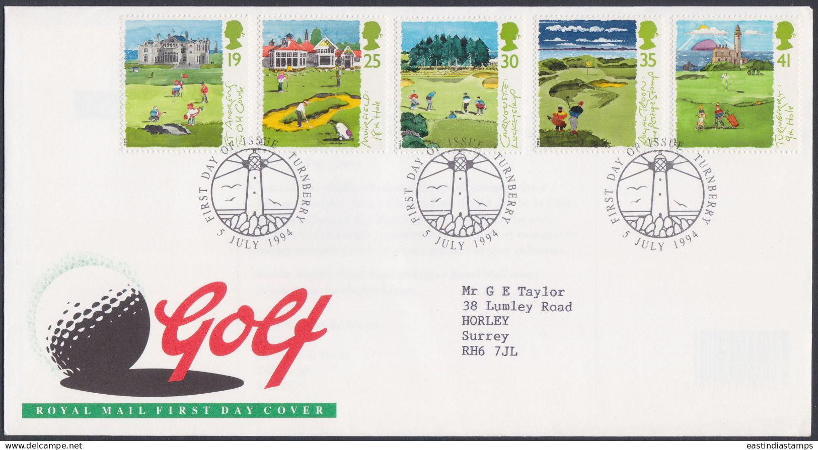 GB Great Britain 1994 FDC Golf, Sport, Sports, Pictorial Postmark, First Day Cover - Covers & Documents