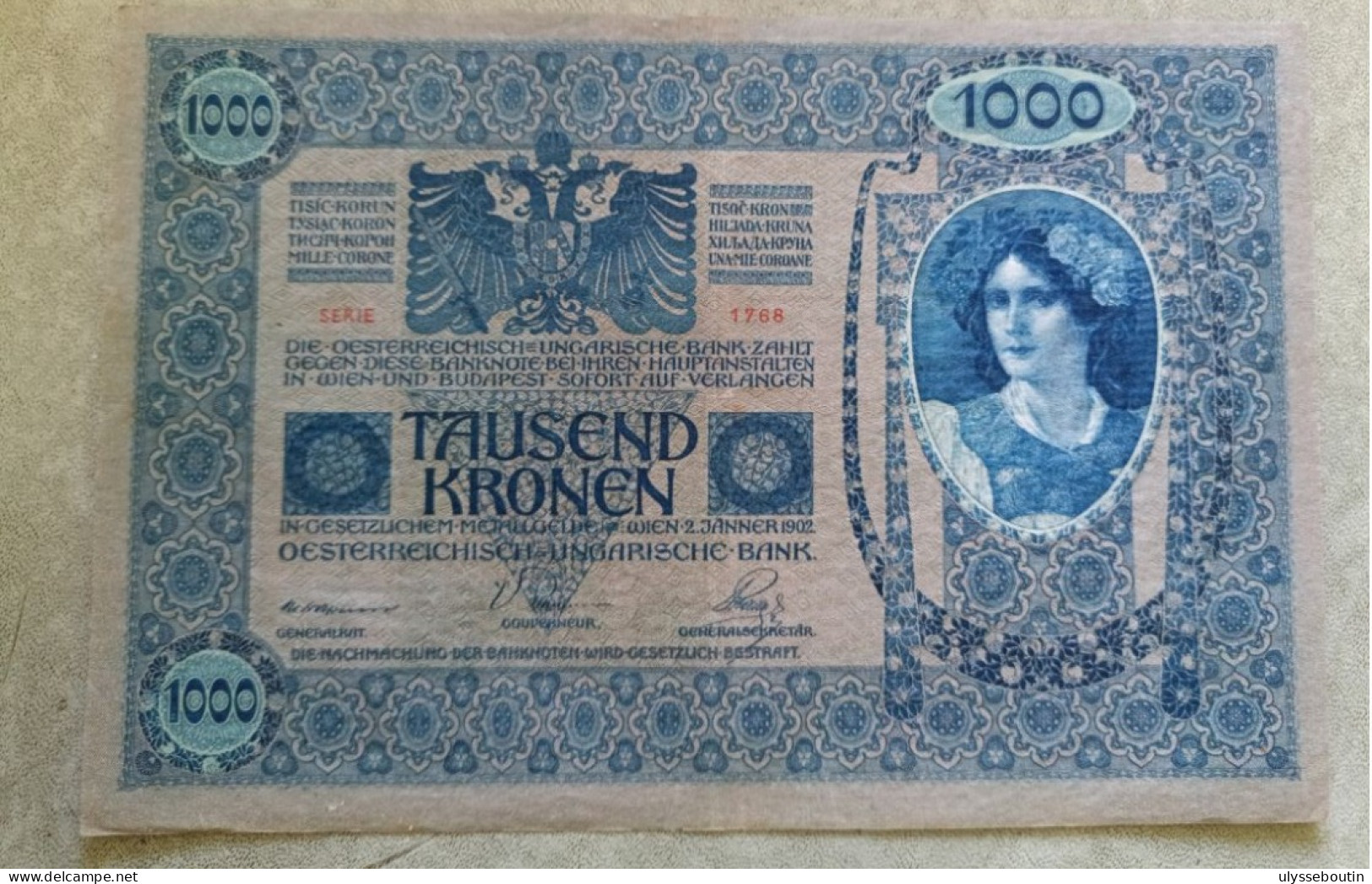 Billet Austro-hongrois 1000 Couronnes 2 Janvier 1902 - Oostenrijk