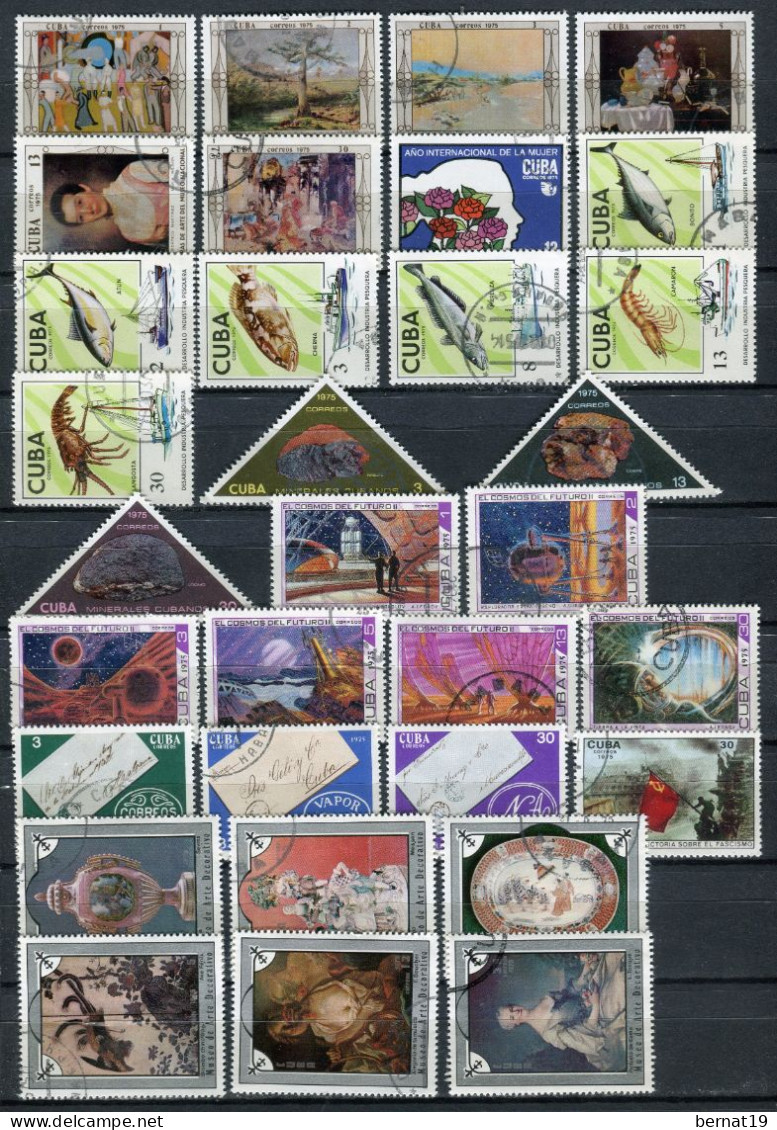 Cuba 1971-1982. 12 años completos sin hojas bloque a falta de 3 sellos de 1974. Usados