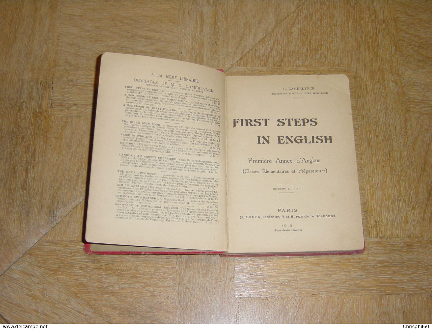 Livre Ancien De 1913 First Steps In English - G. Camerlynck - Editeur H. Didier - - Sprachwissenschaften