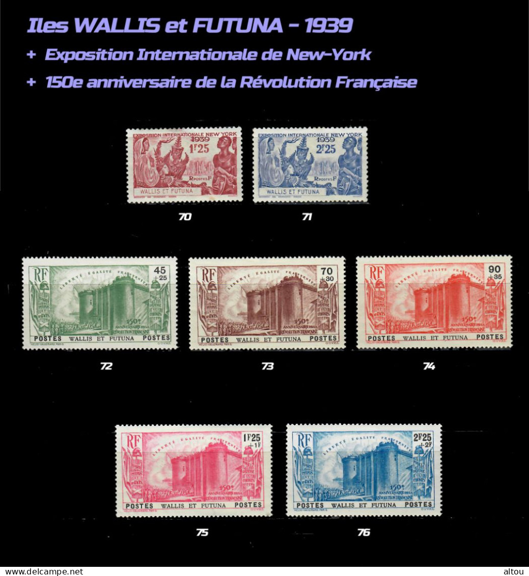 Iles Wallis Et Futuna 1939 -  Y&T N°70 à 76 Neufs * (MH) - Unused Stamps