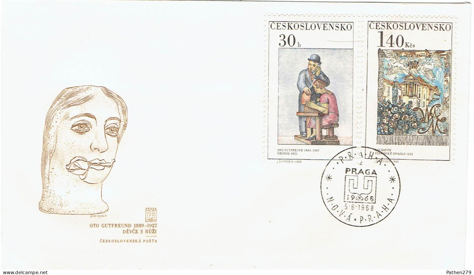 Enveloppe FDC 1er Jour Otto Gutfreund Prague 05-06-1968 - FDC