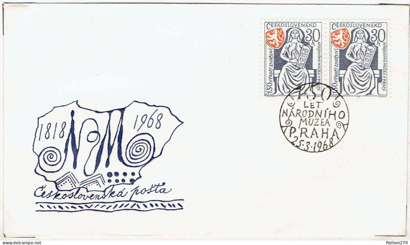 Enveloppe 1er Jour FDC 150ème Anniversaire Du Musée National De Prague 1968 - FDC