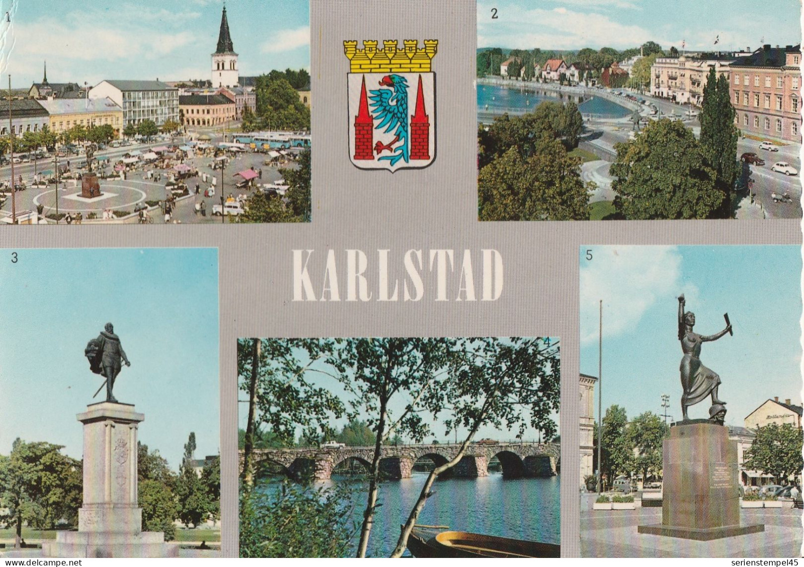 Schweden Ansichtskarte Mit Freistempel Karlstad 1966 5 Ansichten - Brieven En Documenten