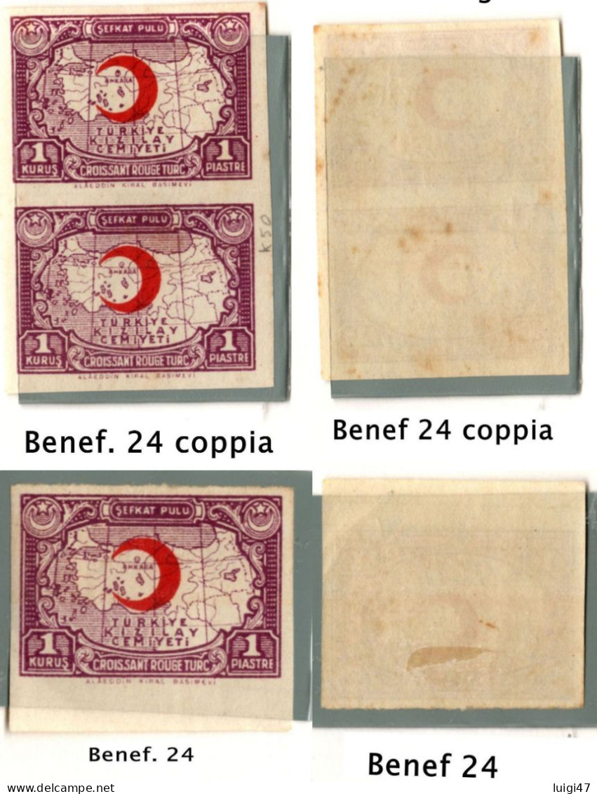 1928 - Turchia - Benef.  N° 24 Non Dentellati - Neufs