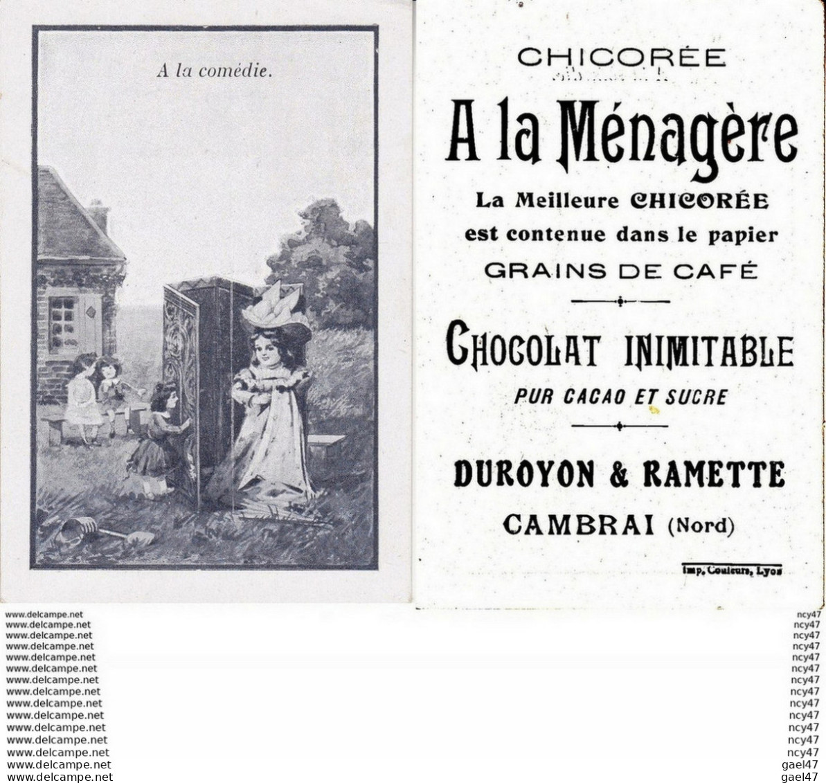 CHROMOS. Chocolat  DUROYON & RAMETTE (Cambrai).  A La Comédie. ...Z805 - Duroyon & Ramette