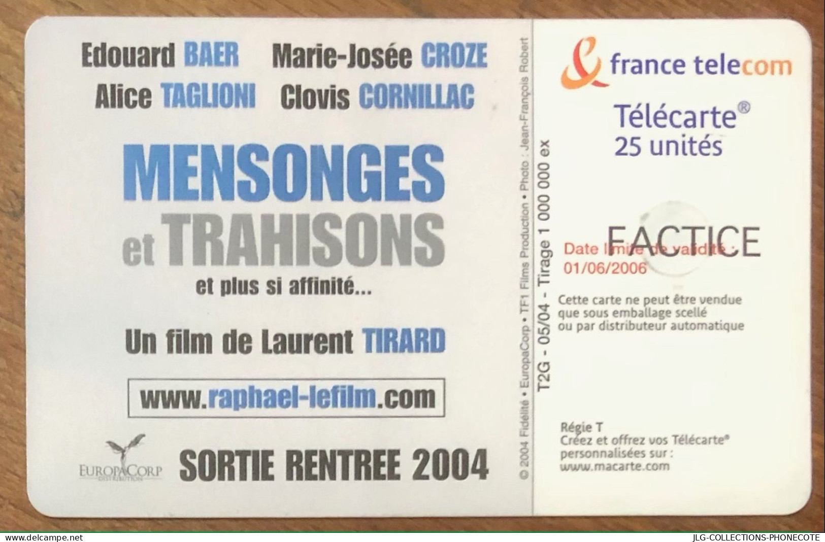 MENSONGES & TRAHISONS 05/04 FACTICE TELECARTE REF PHONECOTE F1324 TELEFONKARTE SCHEDA TARJETA PHONE CARD PREPAID - 2004