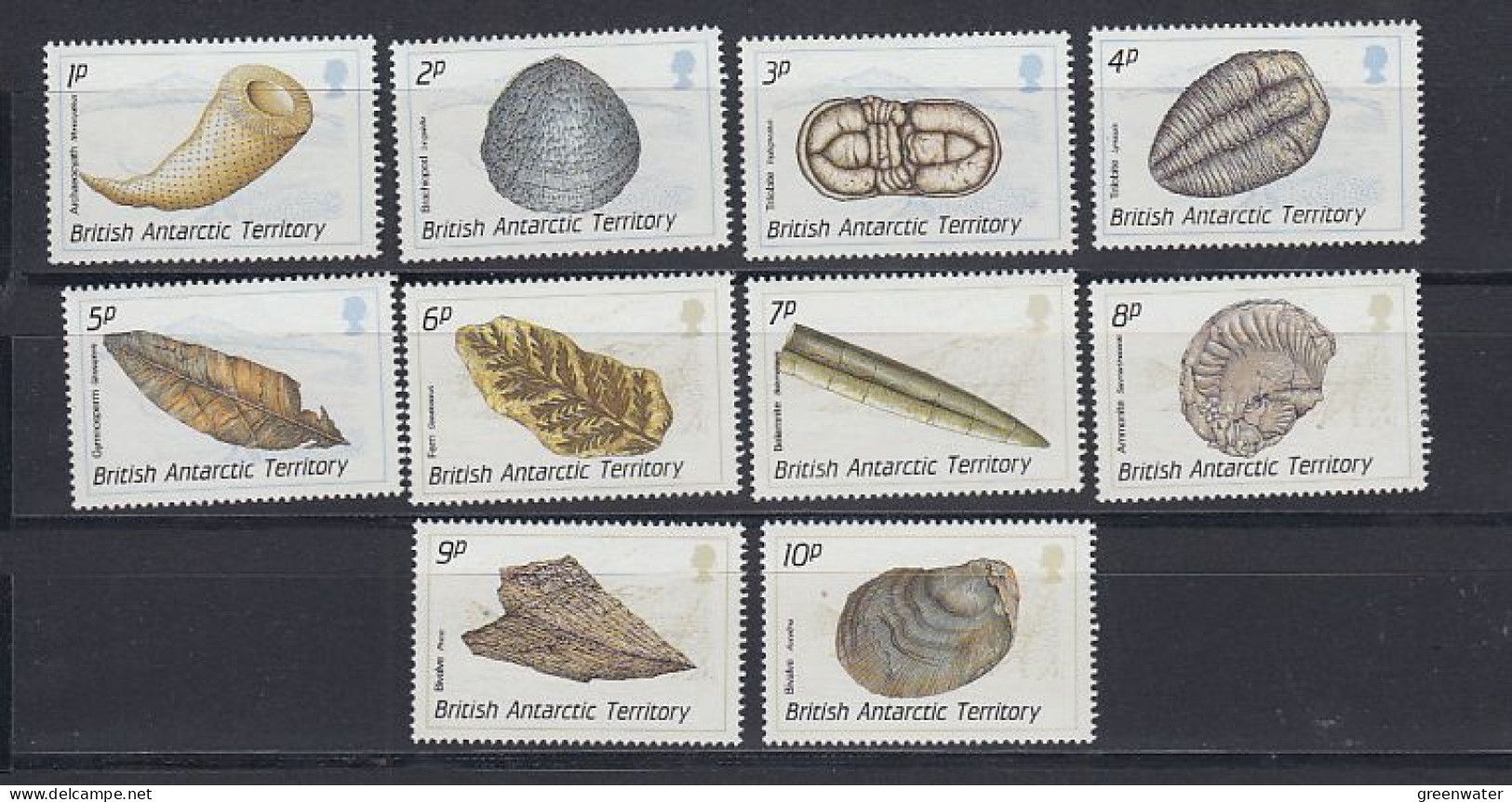 British Antarctic Territory (BAT) 1990 Definitives / Fossils 10v Lowest Values  ** Mnh (59673) - Neufs