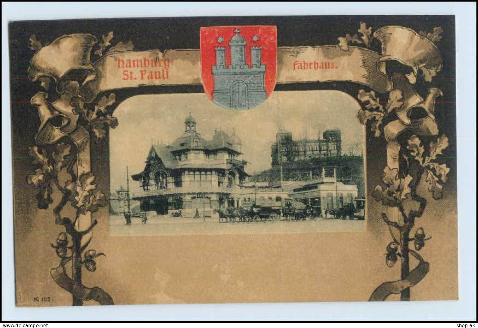 N5931/ Hamburg St. Pauli Schöne Knackstedt & Näther AK  Wappen 1905 - Mitte