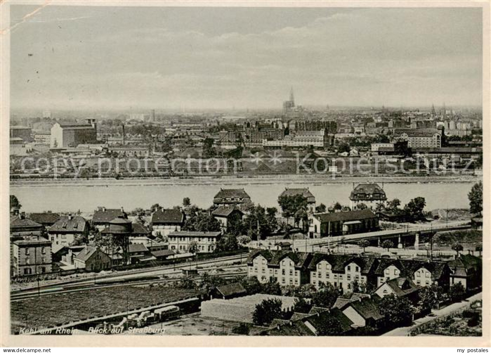 73850305 Kehl  Rhein Fliegeraufnahme Mit Blick Auf Strassburg  - Kehl