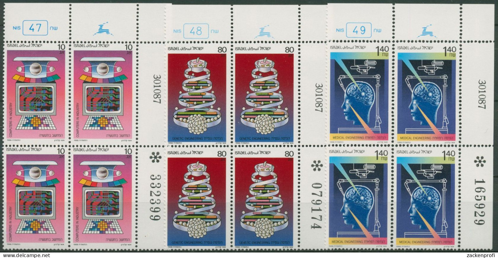 Israel 1988 Industrie Und Technik 1080/82 Plattenblock Postfrisch (C61839) - Neufs (sans Tabs)