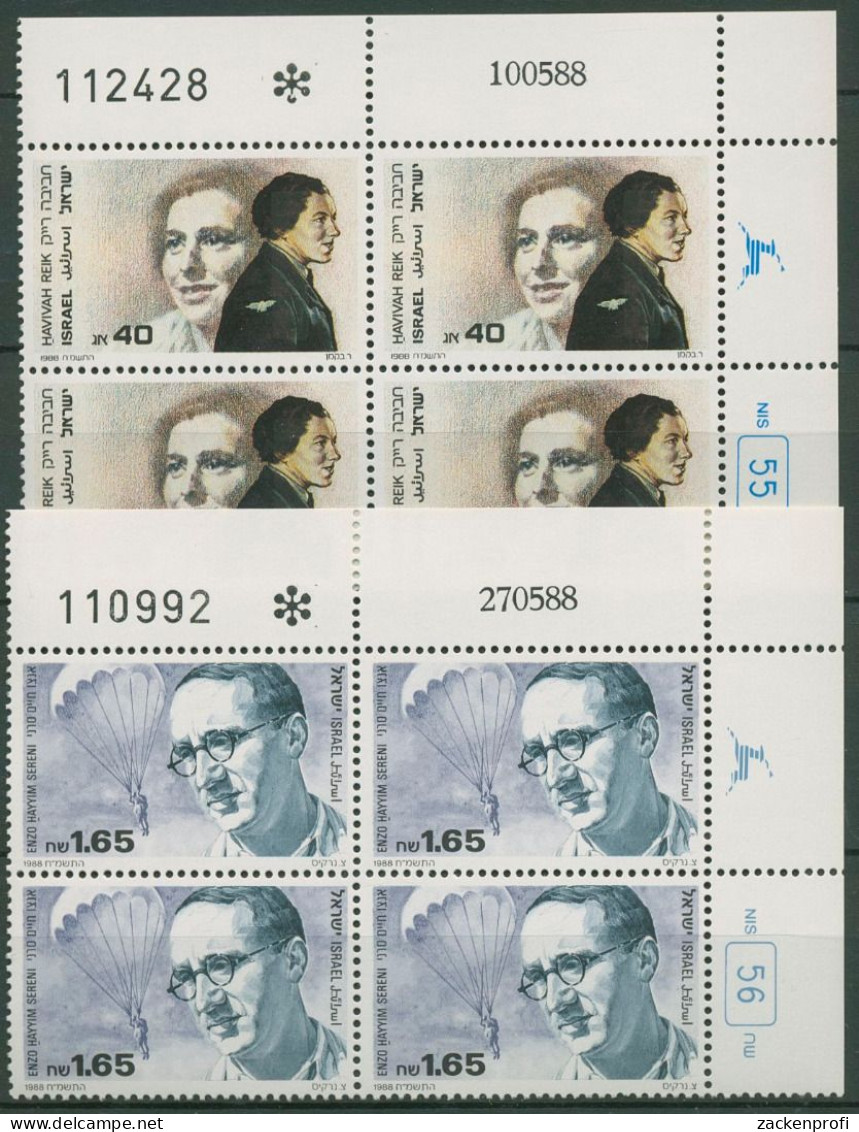 Israel 1988 Widerstandskämpfer 1103/04 Plattenblock Postfrisch (C61847) - Neufs (sans Tabs)