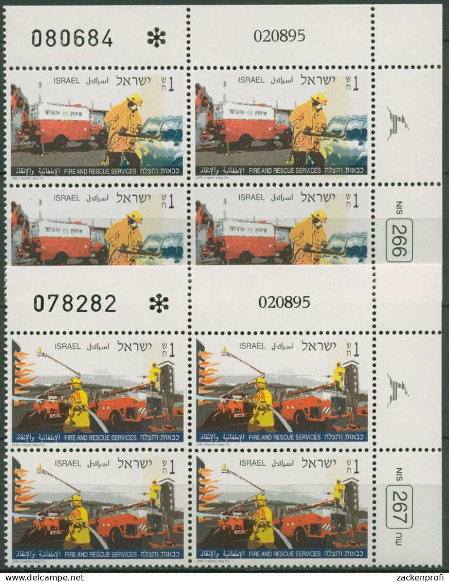 Israel 1995 Feuerwehr Rettungsdienst 1352/53 Plattenblock Postfrisch (C61953) - Neufs (sans Tabs)