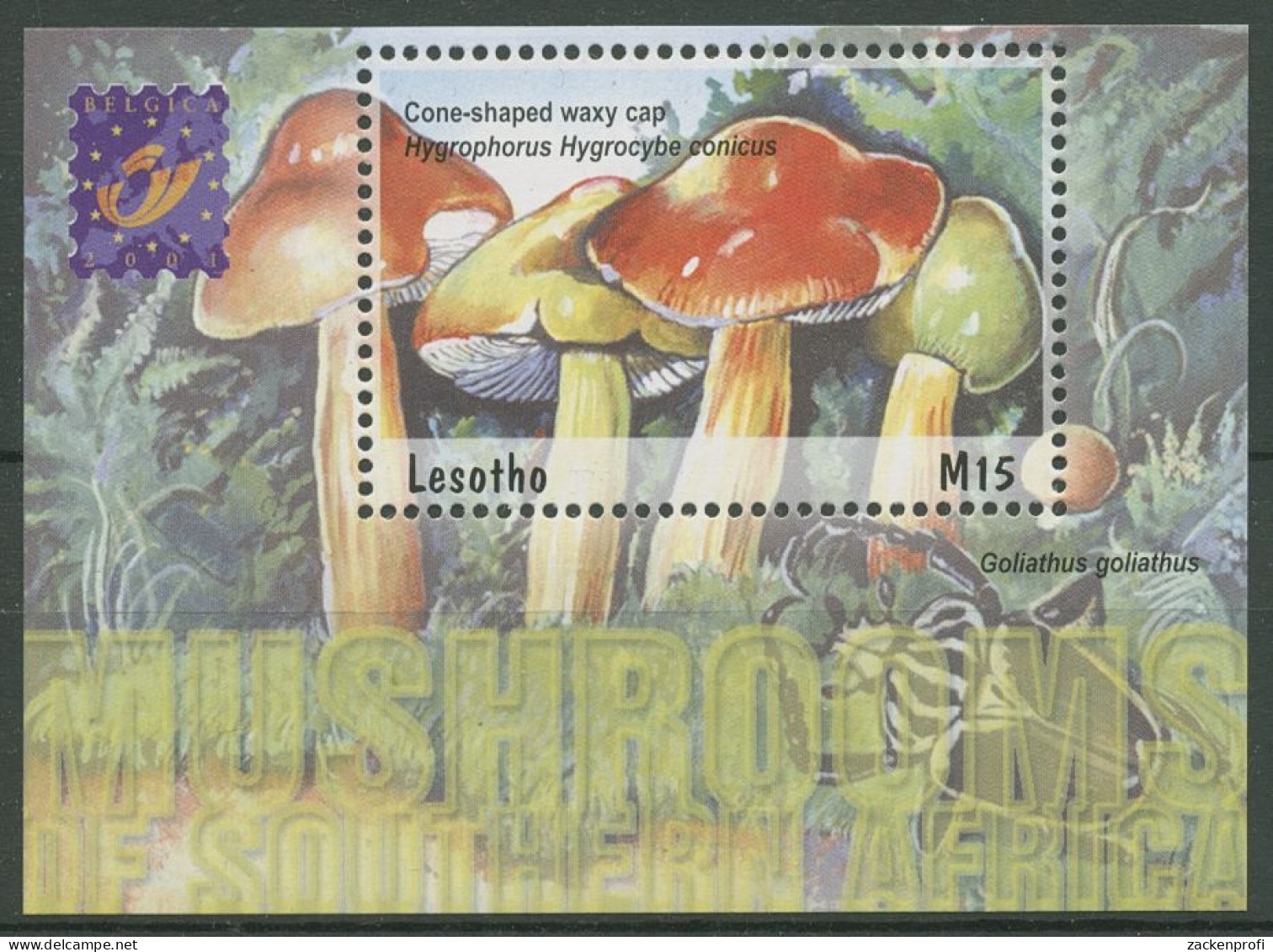 Lesotho 2001 BELGICA Pilze Des Südlichen Afrika Block 178 Postfrisch (C62527) - Lesotho (1966-...)