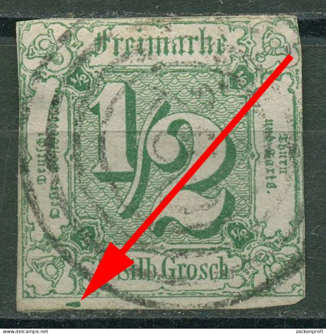 Thurn Und Taxis 1859/61 1/2 Sgr. Mit Plattenfehler 14 PF ? Gestempelt - Otros & Sin Clasificación