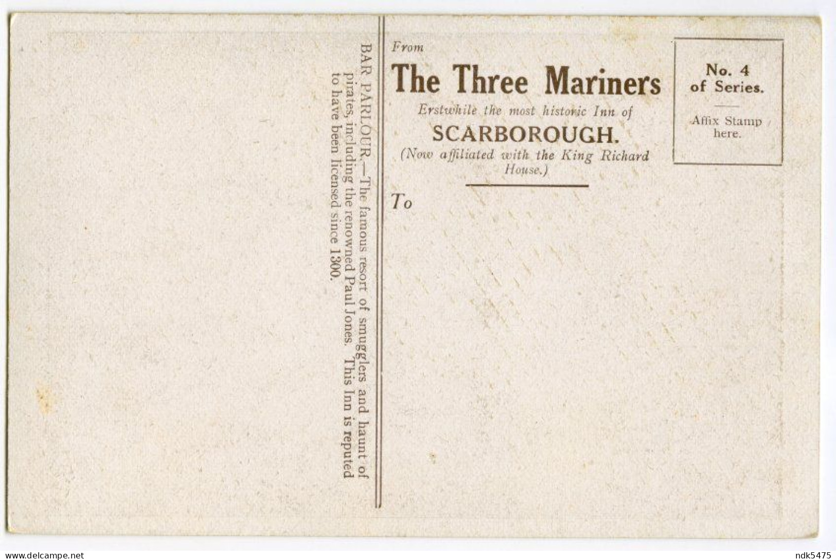 SCARBOROUGH : THE THREE MARINERS, BAR PARLOUR - Scarborough