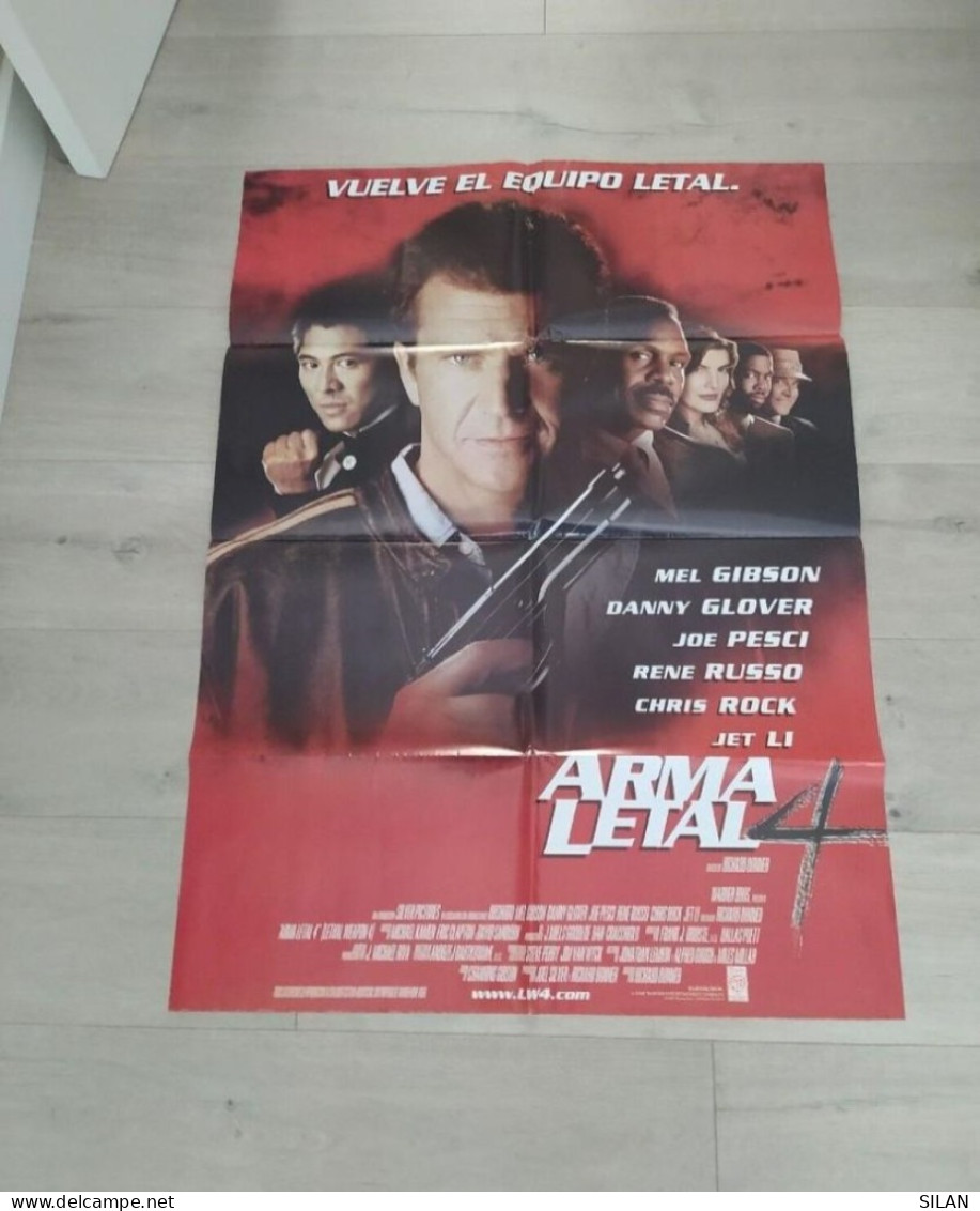 Cartel Original De Cine Del Estreno Arma Letal 4 Jet Li Mel Gibson 1998 Affiche Originale Du Film Pour La Première - Autres Formats