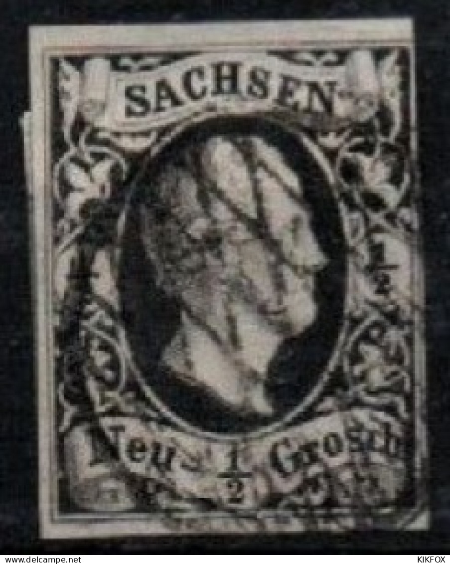 ALTDEUTSCHLAND ,SACHSEN, 1851, MI 3, 1/2 NGR, KÖNIG FRIEDRICH AUGUST II, GESTEMPELT,OBLITERE - Saxony