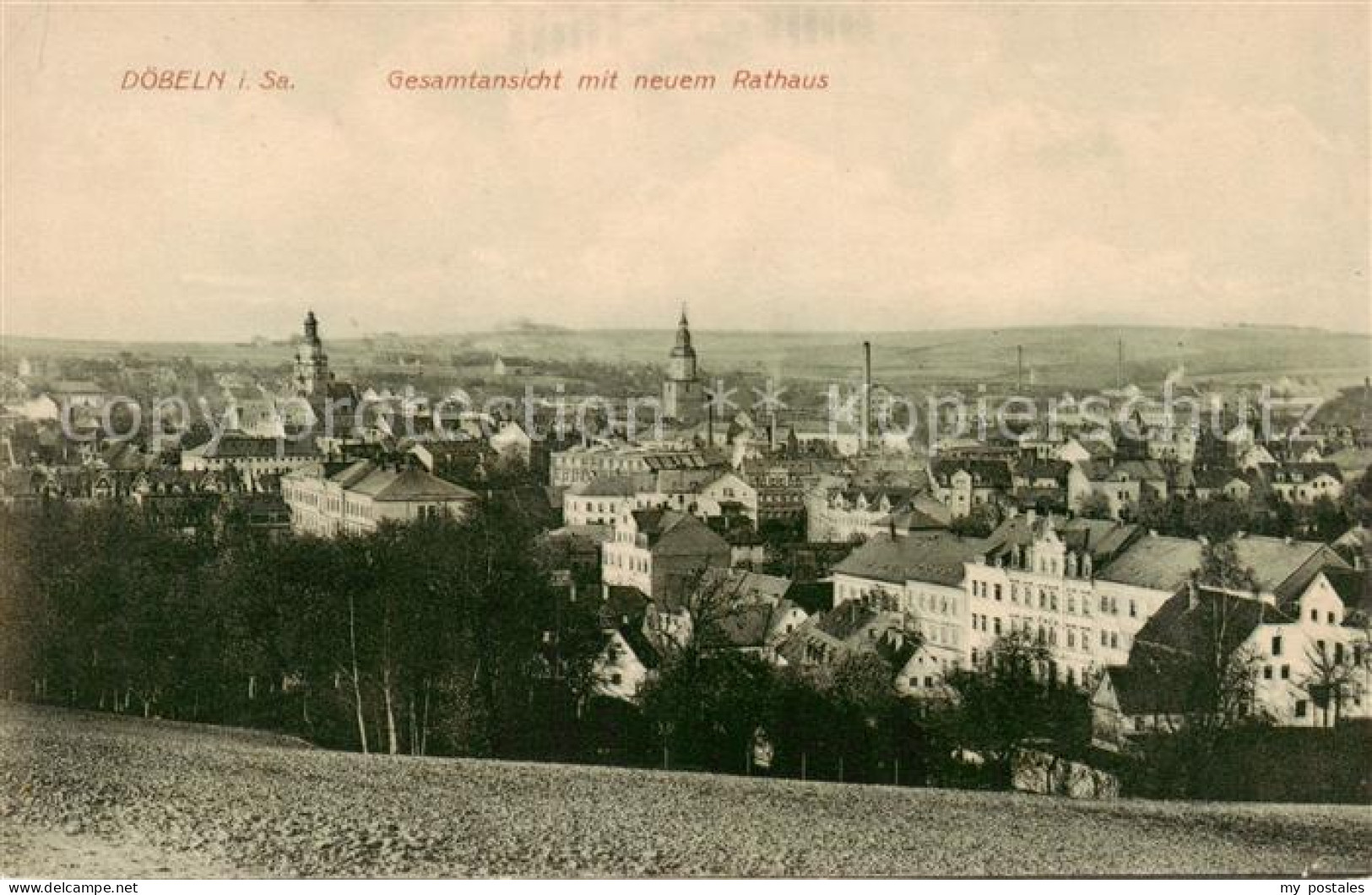 73820342 Doebeln Panorama Mit Neuem Rathaus Doebeln - Doebeln