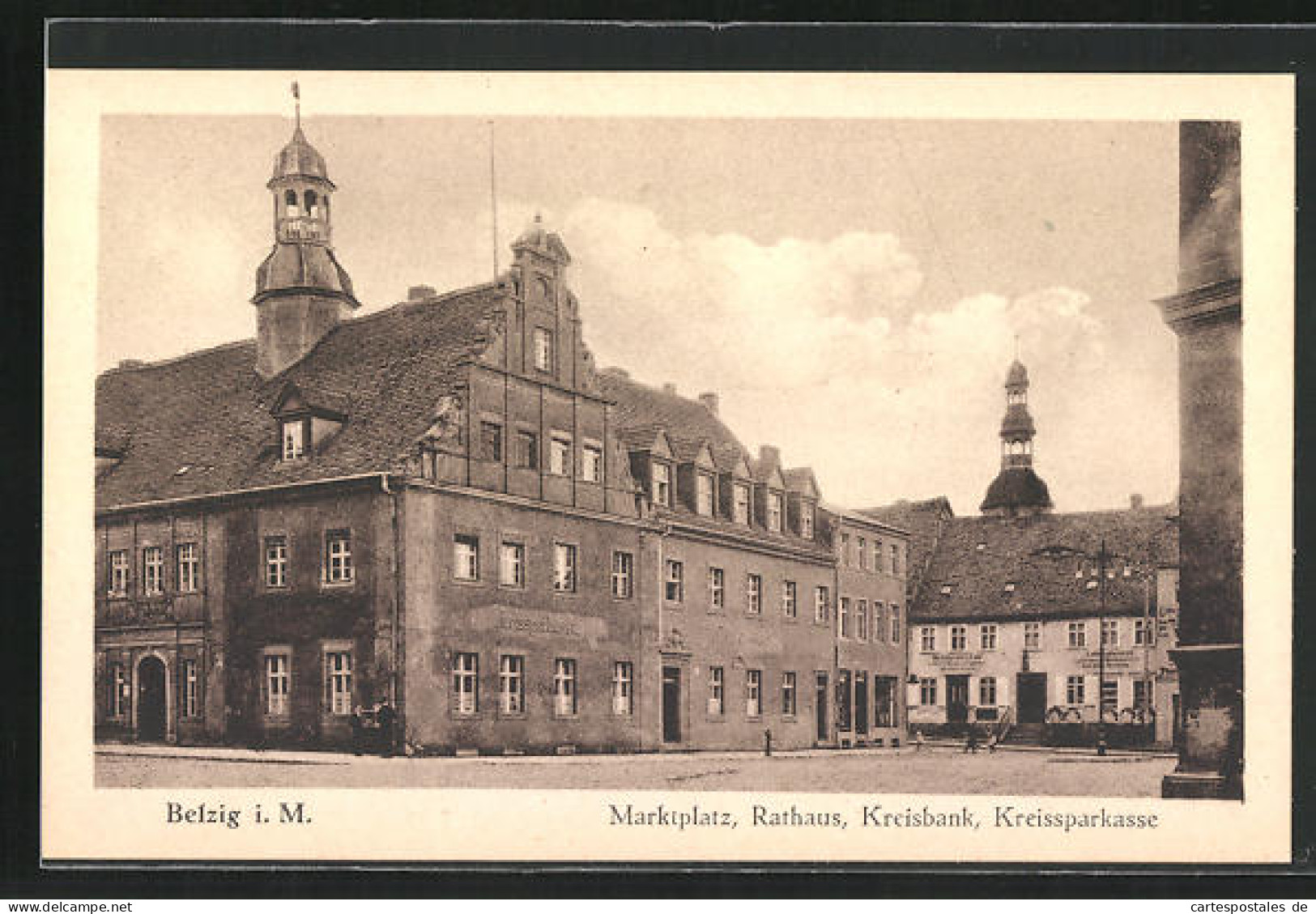 AK Belzig I.M., Marktplatz, Rathaus, Kreisbank Und Kreissparkasse  - Belzig