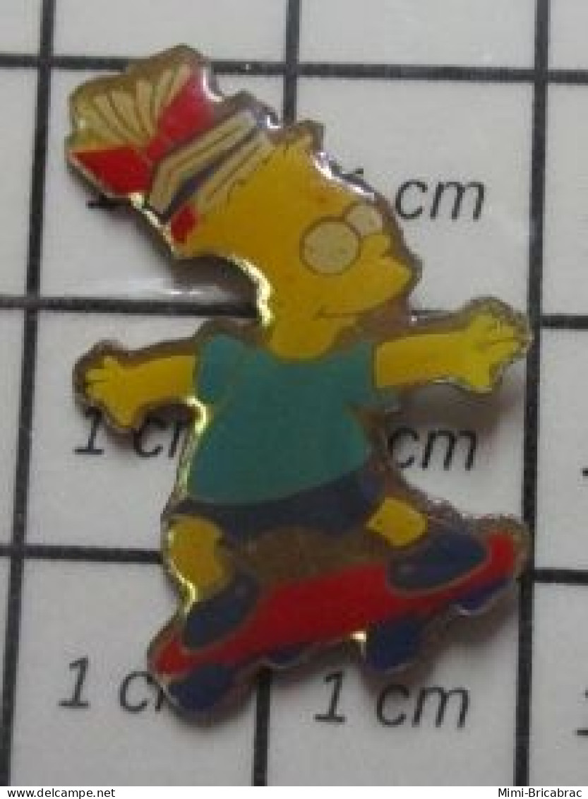 3417 Pin's Pins / Beau Et Rare / CINEMA / DESSIN ANIME  BART SIMPSON SKATE LIVRES CAHIERS - Films