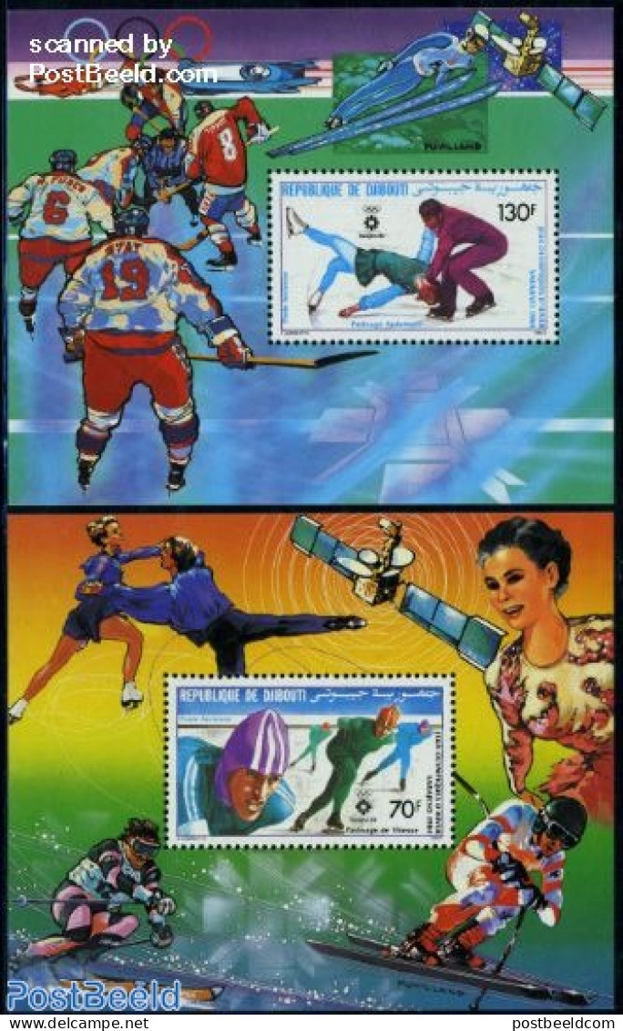 Djibouti 1984 Olympic Winter Games 2 S/s, Mint NH, Sport - Transport - (Bob) Sleigh Sports - Ice Hockey - Olympic Wint.. - Wintersport (Sonstige)