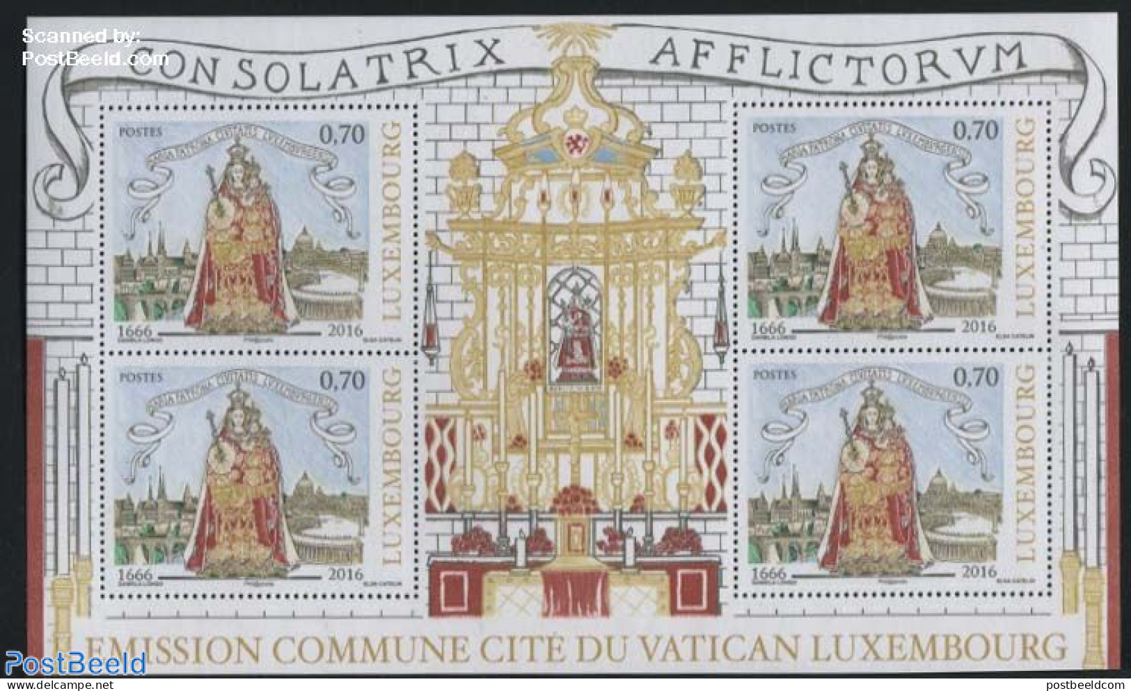 Luxemburg 2016 Holy Mary M/s, Joint Issue Vatican, Mint NH, Religion - Various - Churches, Temples, Mosques, Synagogue.. - Ongebruikt