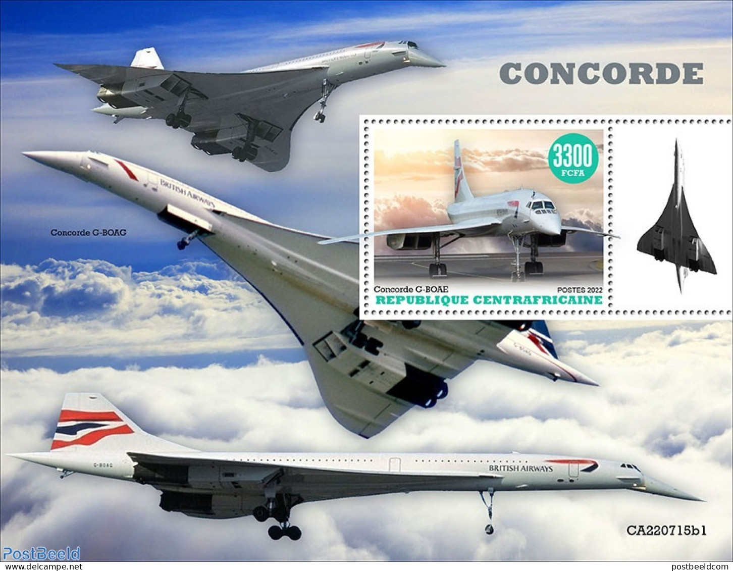 Central Africa 2022 Concorde, Mint NH, Transport - Concorde - Aircraft & Aviation - Concorde