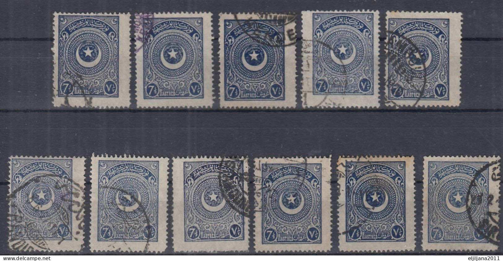 Turkey / Türkei 1923 ⁕ Star & Crescent 7½ Pia. Mi.816 ⁕ 29v Used ( 1v MH ) - Shades - Gebruikt