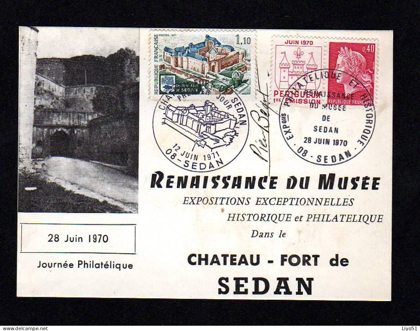 Trois Cartes Postales : Renaissance Du Musée Dans Le Château Fort De Sedan, Journée Philatélique 28 Juin 1970 - 1964-1988