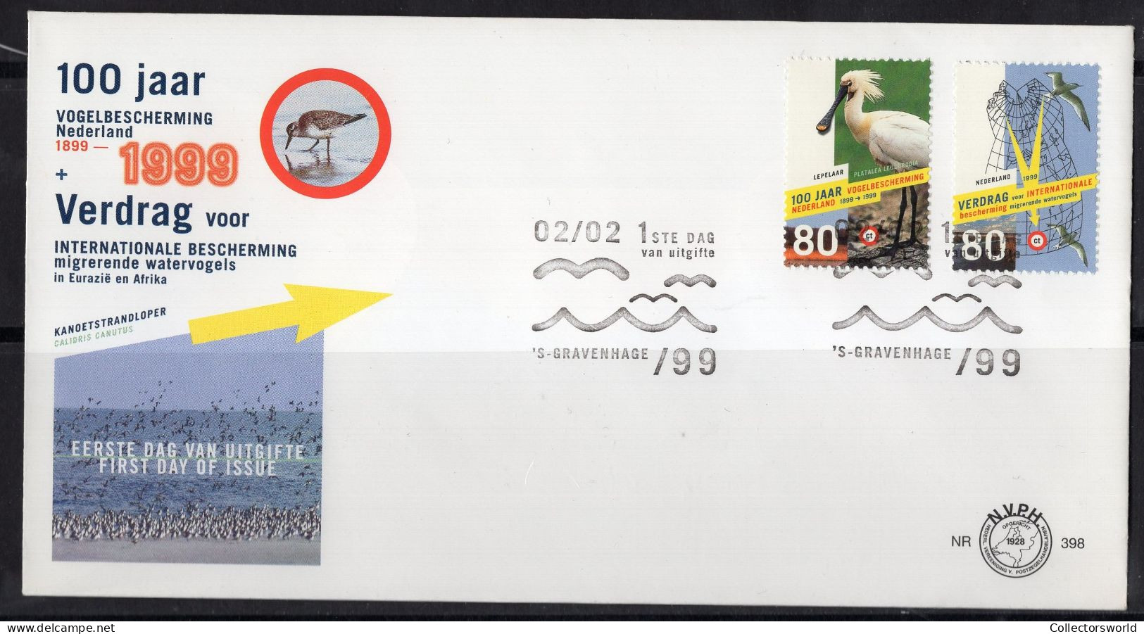 Netherlands FDC 1999 / 398 100 Years Bird Protection Spoonbill Bird Migration - FDC