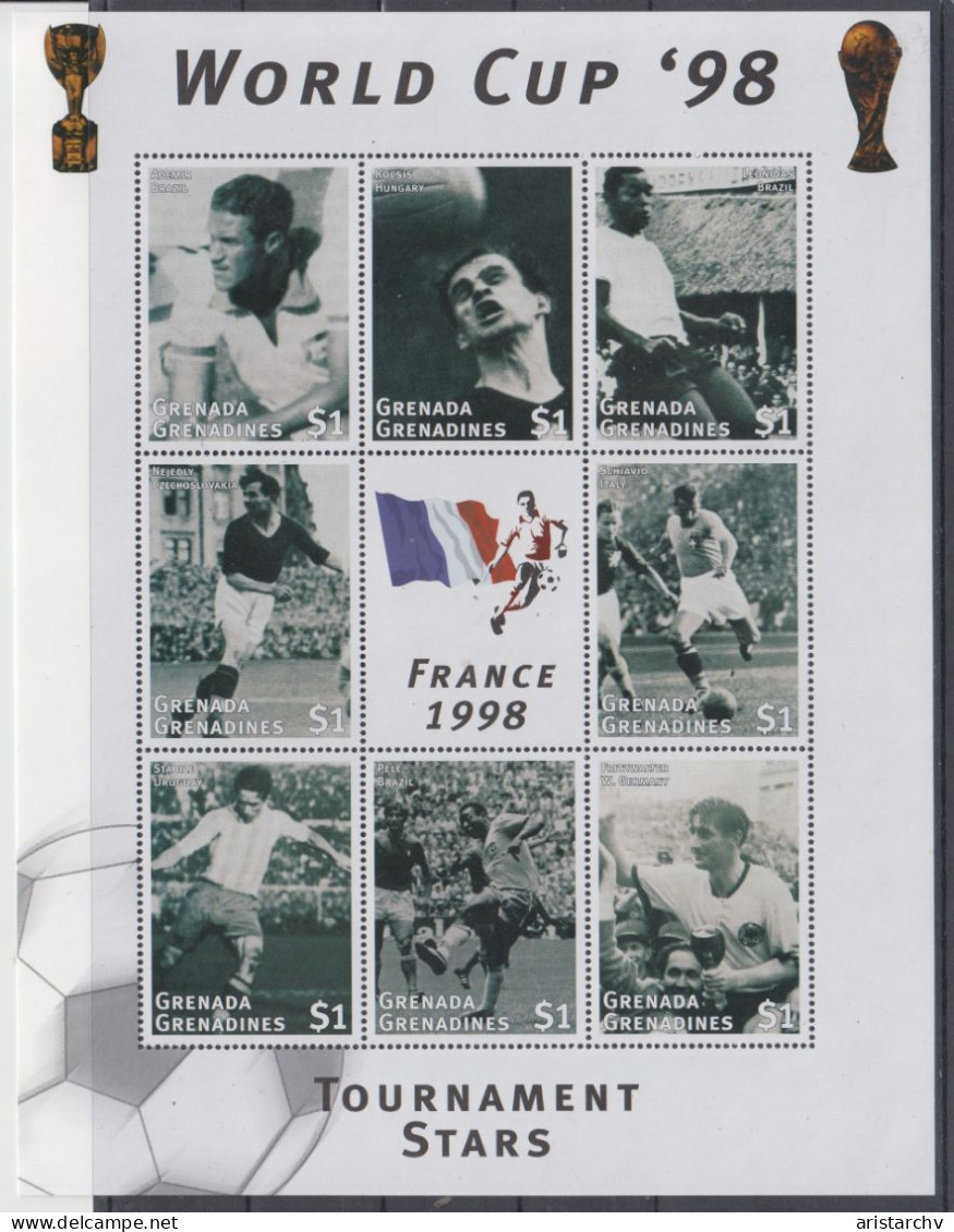 GRENADA GRENADINES 1998 FOOTBALL WORLD CUP 2 S/SHEETS 2 SHEETLETS AND 6 STAMPS - 1998 – Frankreich