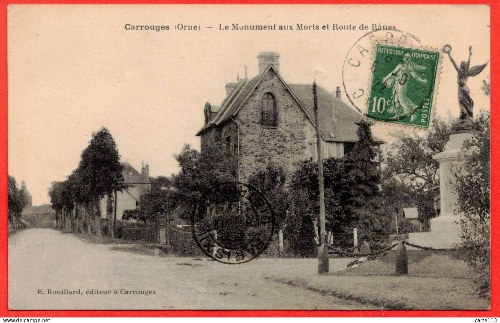 61 - B29397CPA - CARROUGES - Le Monument Aux Morts Et Route De Rânes - Très Bon état - ORNE - Carrouges